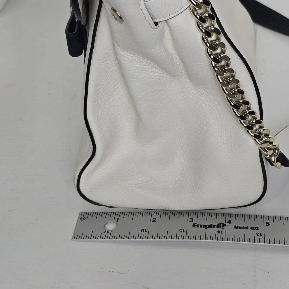 Kate Spade Cement Black Leather Shoulder Purse Chain Strap Magnetic Flap Closure
